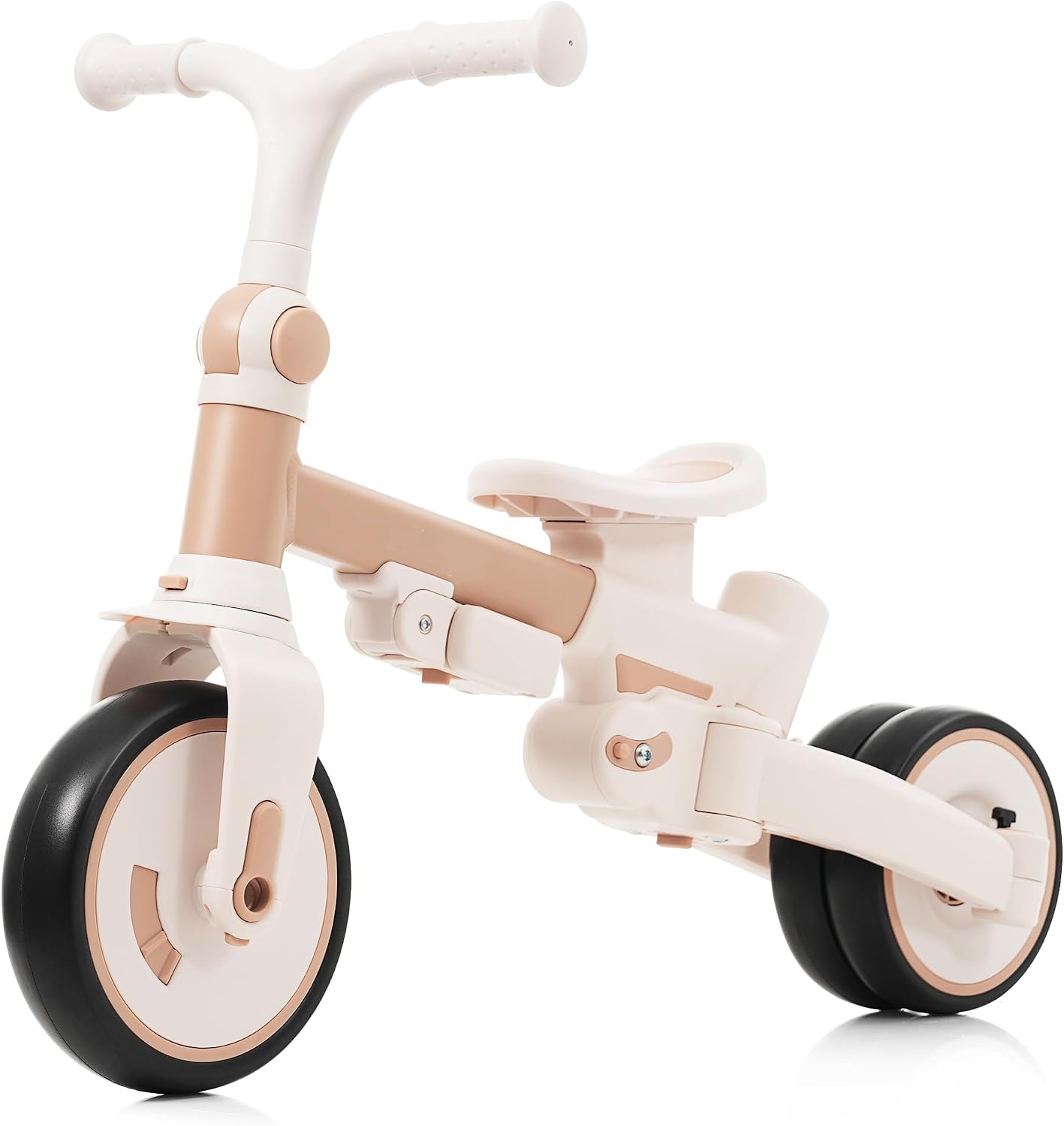 Baby Tricycle, 7-in-1 Foldable Kids Trike with Adjustable Parent Handle, Removable Canopy, Pedals & Guardrail, Kids Push Bike Stroller for 12-72 Months for Boys & Girls (Light Brown) - Image 5