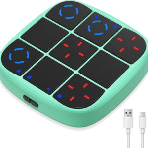 KOQQQ Rechargeable Tic-Tac-Toe Bolt Game, Upgraded 4-in-1 Handheld Puzzle Console, Electronic Educational Memory Game, Portable Travel Car Ride Board Games for Kids Adults (Cyan)