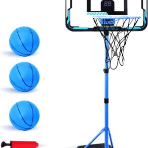 Nattork Kids Basketball Hoop, Adjustable Height Toddler Basketball Hoop Stand, Indoor Outdoor Basketball Goal Toy for Boys Girls Ages 3~8 Years Old, Includes 3 Balls, Ideal for Birthday Gift