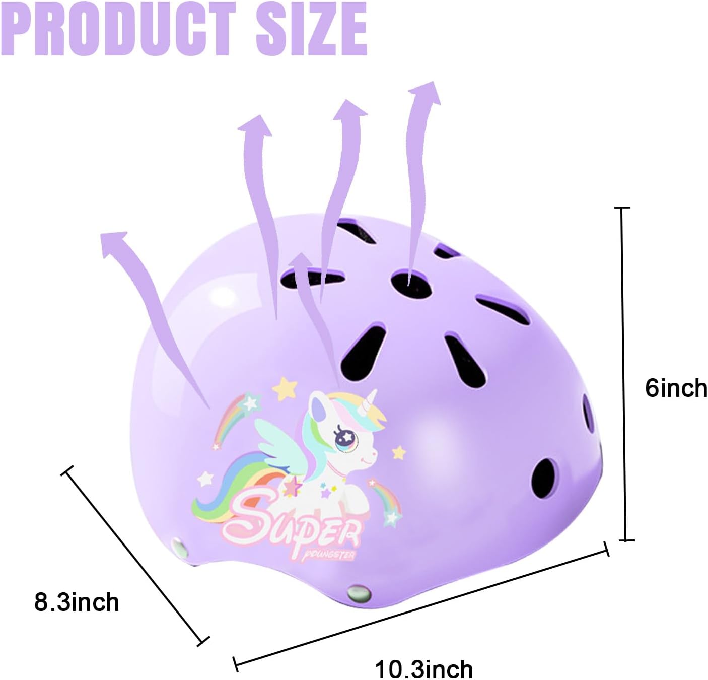 Kids Bike Helmet Knee Elbow Pads Wrist Guards Protective Gear Set Adjustable Toddler Helmets for Ages 3-5, 2-8 Girls Boys for Skateboard Cycling Bike Roller Skating Scooter Outdoor Sport - Image 2