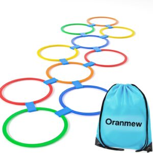 Hopscotch Rings, 1-Set – 10 Round Hoops (11-inch) + 15 Connectors, Agility Rings for Kids, Builds Gross Motor Skills, Preschool & Kindergarten PE, Indoor/Outdoor Playground Obstacle Course