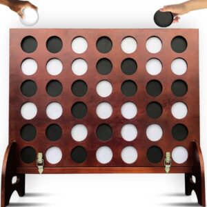 SWOOC Games – Premium Giant Four in a Row (All Weather) w/Carrying Case & 60% Quieter Design – Giant Connect – 4 Game Outdoor for Adults and Family – 4 in a Row Life Size Yard Games for Kids & Adults