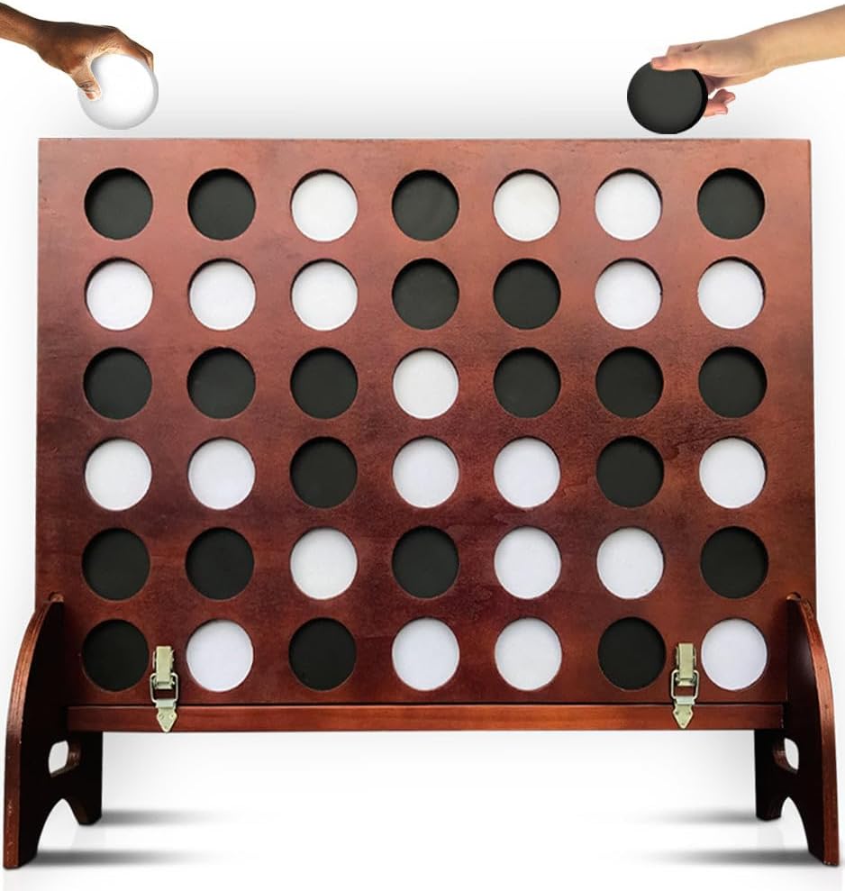 SWOOC Games - Premium Giant Four in a Row (All Weather) w/Carrying Case & 60% Quieter Design - Giant Connect - 4 Game Outdoor for Adults and Family - 4 in a Row Life Size Yard Games for Kids & Adults