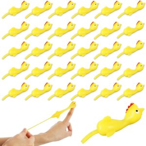 40 Pcs Flying Chicken Slingshot Party Favors for Kids Adults, Bulk Gag Goodie Bags Stuffers for Kids, Rubber Chickens Sling Shot, Funny Gag Gifts for Prankster, Carnival Prizes, Prank, Rave