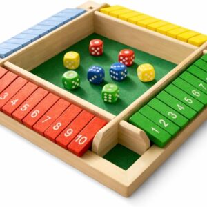 Pedolini Shut the Box Game Wooden – Travel Size 4 Way Close The Box Dice Game with Instructions – Math Learning Board Games for Kids Adults – Family Games Night Classroom Home Party Gift Ideas