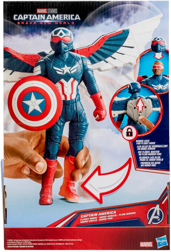 Marvel Avengers Captain America: Brave New World Flight Mode Action Figure with Accessories, 9-Inch-Scale (22 cm) Super Hero Toys for Kids Ages 4+ - Image 4