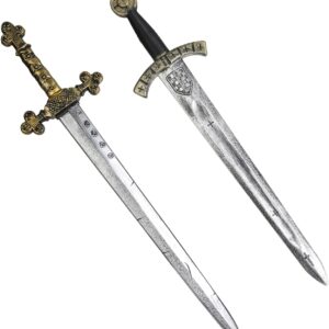 LarpGears 2 Pack Fake Sword Set – 28″ Durable Toy Plastic Medieval Sword, Halloween Costume Prop & Knight Renaissance Accessories for Kids & Adults