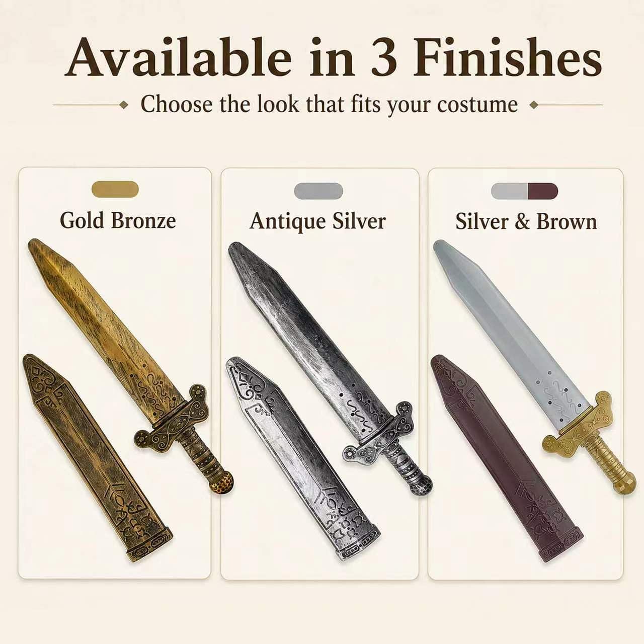 GiftExpress 19" Plastic Roman Toy Sword with Sheath – Pretend Play Dagger Nordic for Knight, Viking, and Roman Warrior Costumes - Image 9