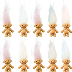 AEVBSOY 10 Pcs Lucky Dolls Set Mini Troll Dolls PVC Vintage Doll Mini Action Figures Cake Toppers for Party Favors School Projects Arts and Crafts Toys Party Supplies
