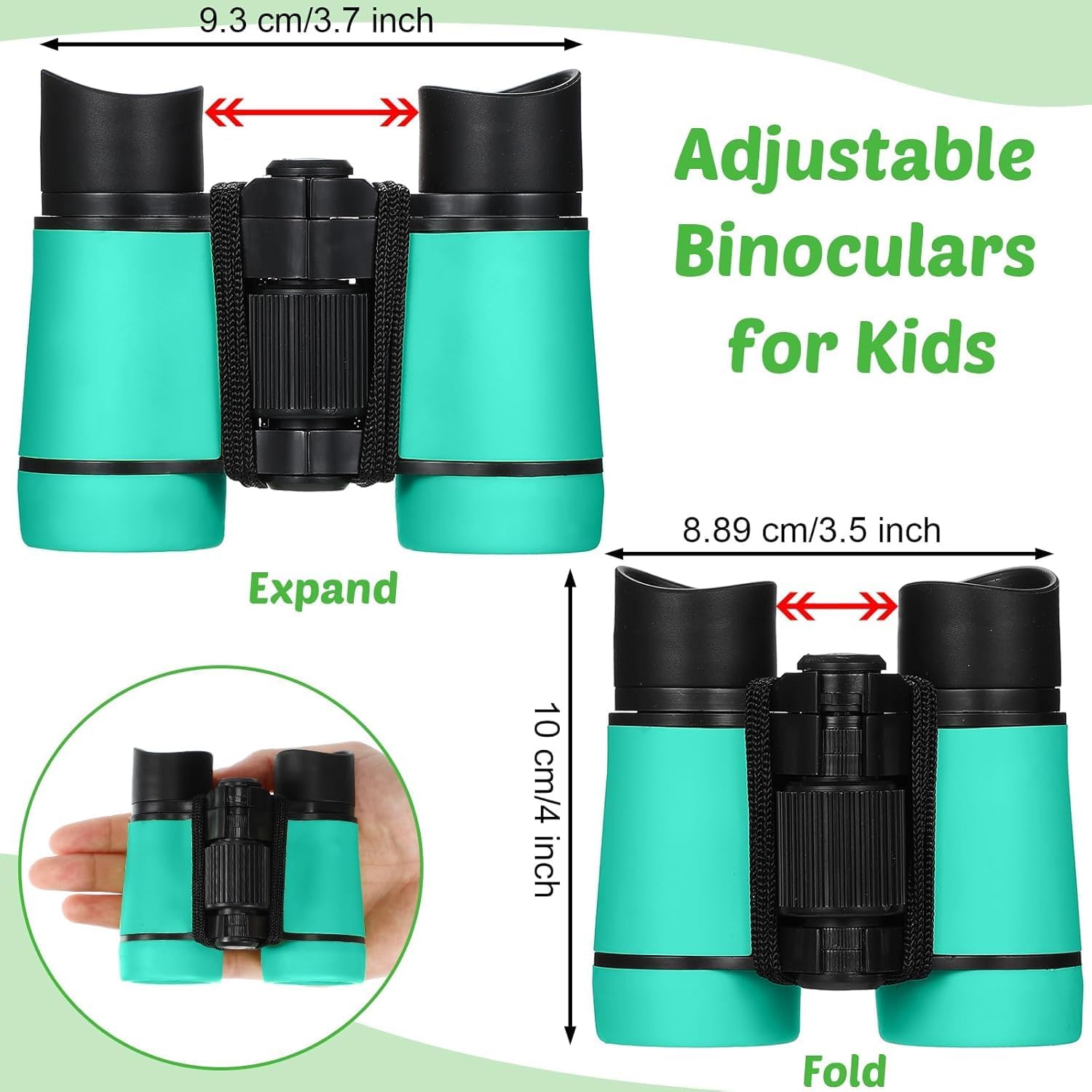 Hiboom 8 Set Kids Binoculars Bulk Shockproof Folding Children Mini Compact Binoculars Compass Magnifying Glass for 3-12 Years Boys Girls Kids Bird Watching Camping Outdoor Play - Image 2
