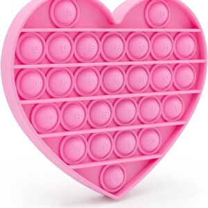 Fidget Toys for Girls & Toddlers, Pink Heart Alphabet Embossed Pop Bubble, Calming Sensory Toy for Educational Fine Motor Skills, Autism & ADHD Support. Valentines, Xmas, Birthday Classroom Party Gift