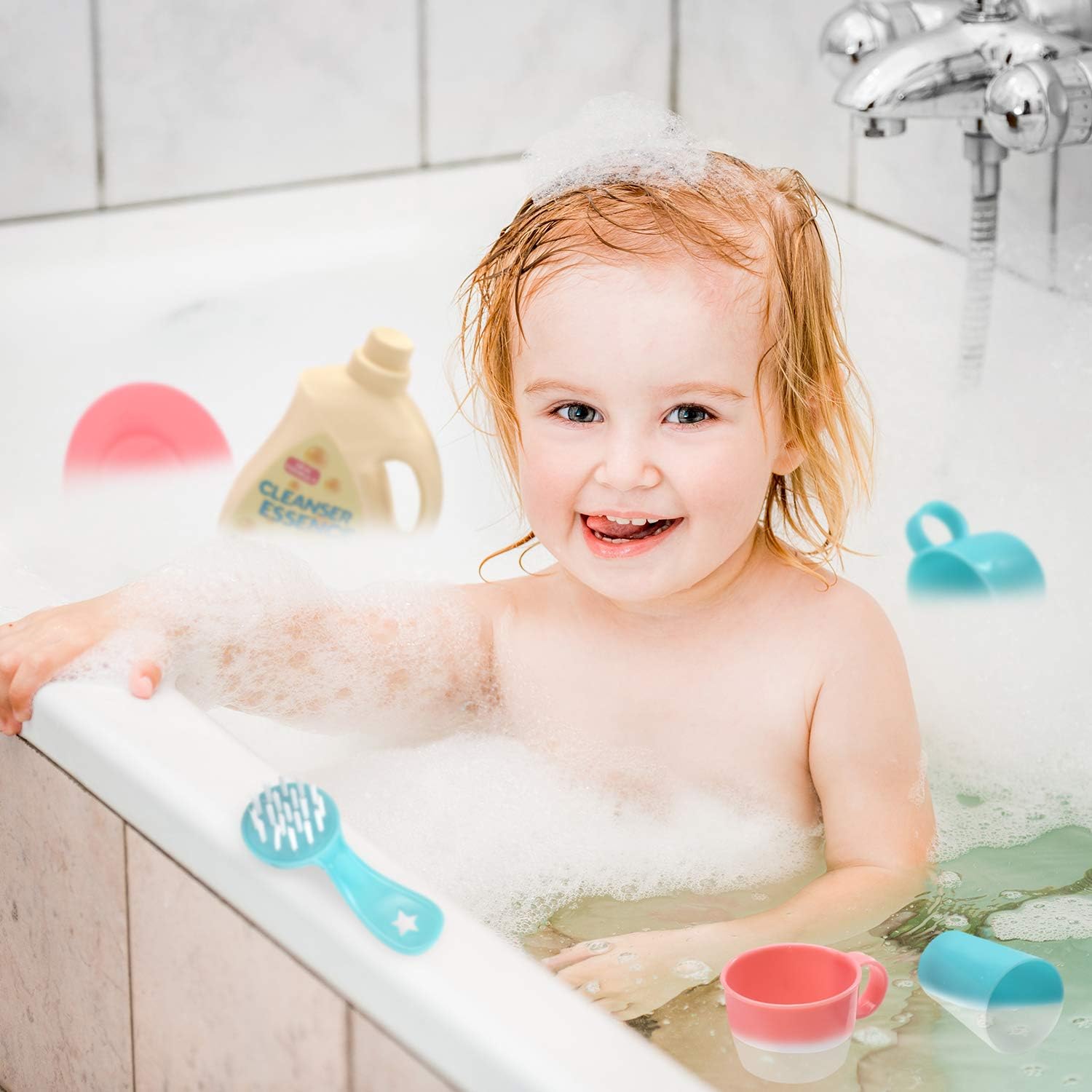 CUTE STONE Color Changing Play Kitchen Sink Toys, Children Electric Dishwasher Playing Toy with Running Water,Upgraded Real Faucet and Play Dishes,Pretend Role Play Toys for Kids Boys Girls - Image 9