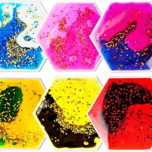 Onyoloy Sensory Soft Gel Liquid Toys – Hexagon Sensory Motion Fidget for Autism Kids, Stress Relief & Focus, Home School Therapy Travel Toys (6 Pack)