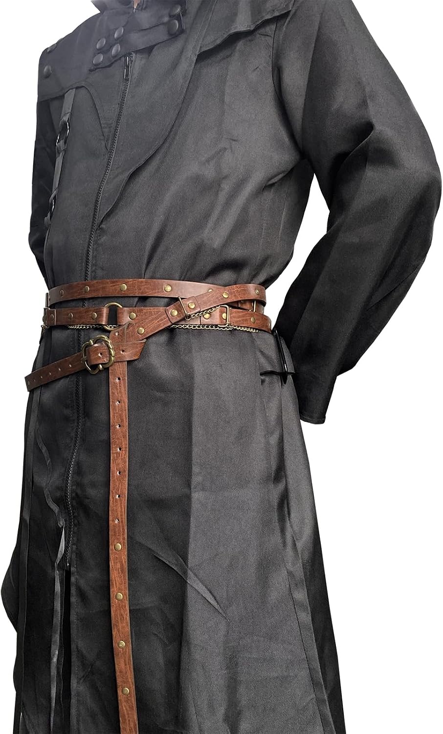 HiiFeuer Medieval DIY Faux Leather Metal Chain Belt, Vintage Adjustable Thin Belt For Women, Retro Skinny Belt For Dresses - Image 4
