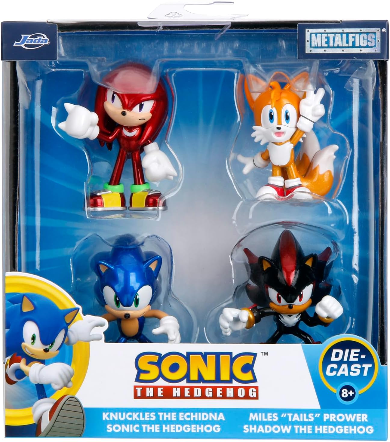 Jada Metalfigs Sonic the Hedgehog 4-Pack, Sonic, Tails, Knuckles, Shadow, 2.5” Die-Cast Figures - Wave 1, Ages 8+ - Image 2