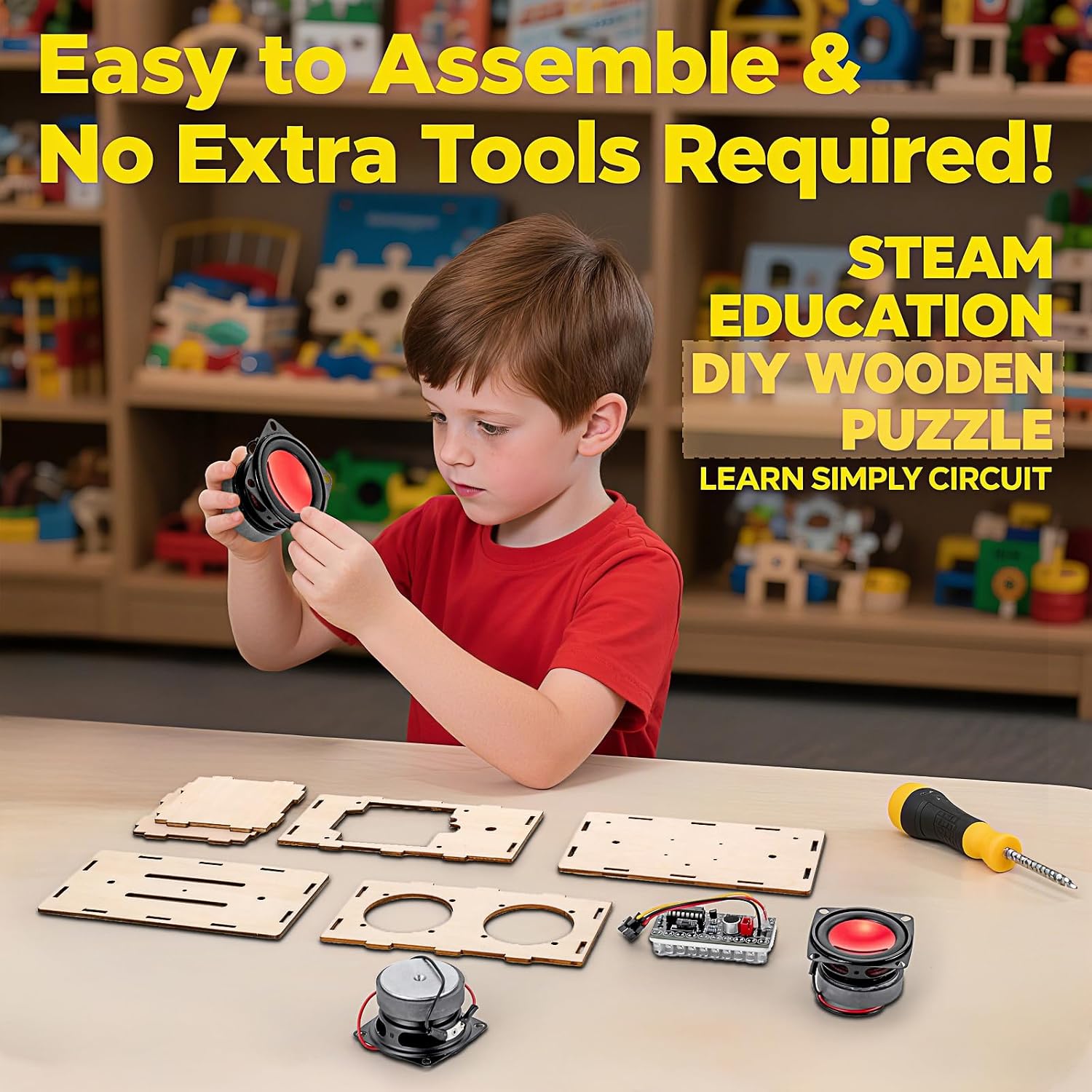 DIY Bluetooth Speaker Kit for Kids & Adults Age 8-12 | STEM Projects, Build Portable Speaker, LED Light, Science Experiment Electronics Set, Birthday Gifts for Boys & Girls - Image 2