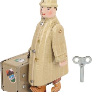 Tinplate Wind Up Toy, Wind Up Walking Traveler Toy Vintage Wind Up Toy Nostalgic Retro Clockwork Toy for Adult Collection Home Bar Decoration