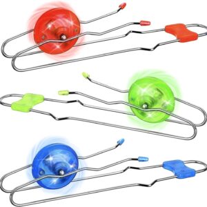 Jishi Retro Magic Rail Twirler 3Pcs Light Up Glow Magnetic Gyro Wheel, Kids Classic Vintage Trick Yoyo Sensory Fidget Toys, Cool Unique Nostalgia Gifts Fun Stocking Stuffers for 3+ Year Old Boys Girls