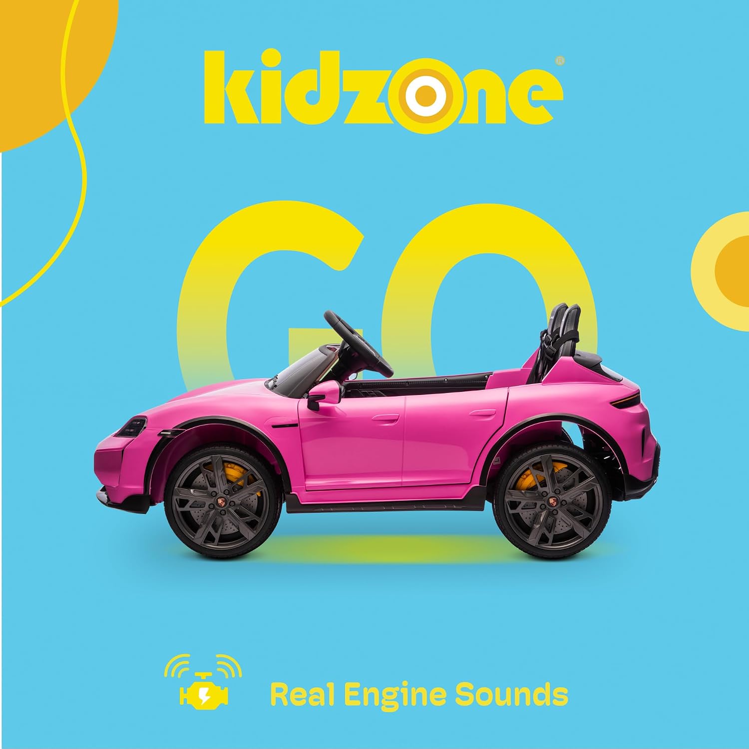 Kidzone 2 Seater Ride on Car for Kids Ages 37-96 Months, 12V Battery Powered Electric Sports Car Toy with Parent Remote Control, LED Headlights, FM & Bluetooth, Dual Driving Modes, Pink - Image 2