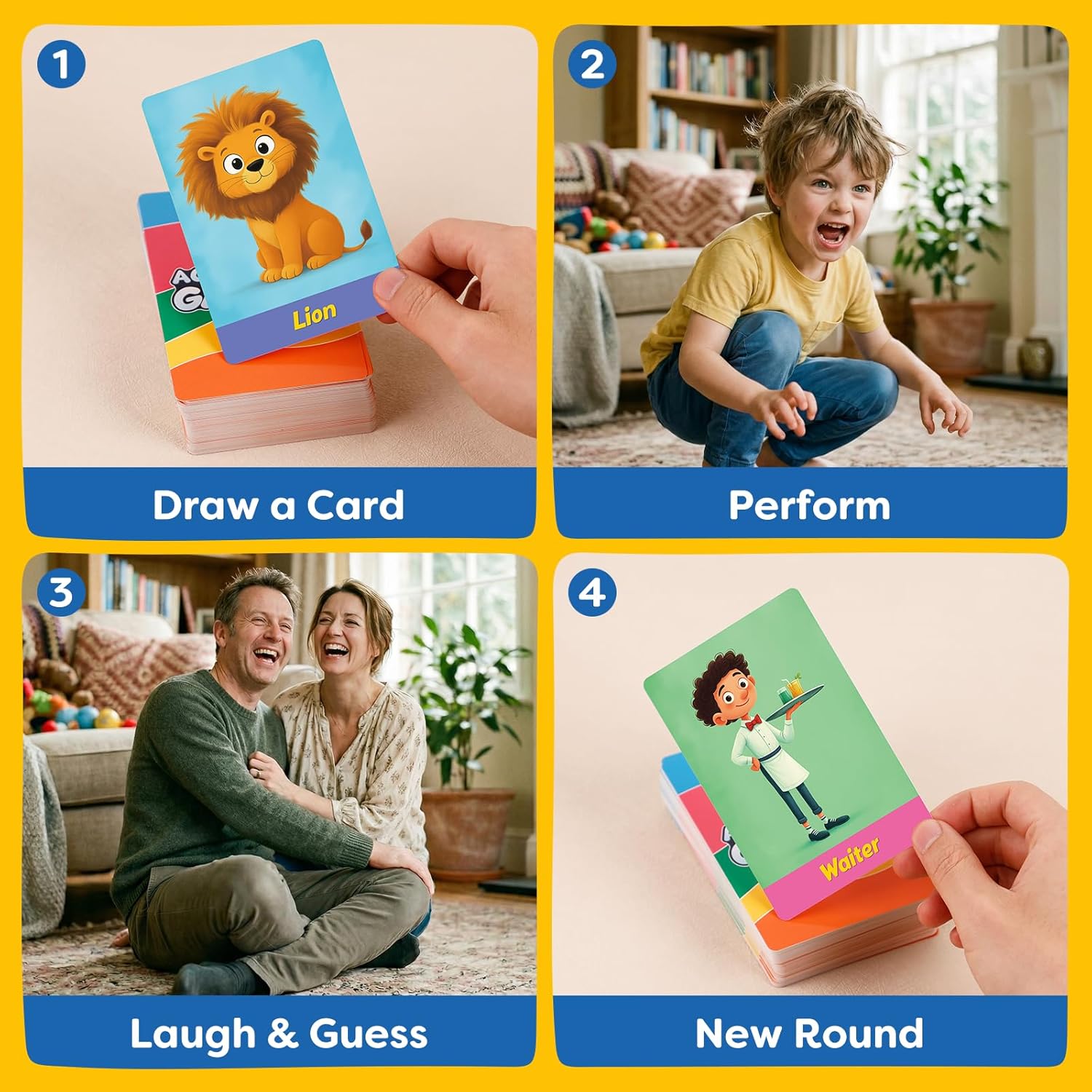 Charades Game for Kids Ages 4+ – 100 Cards Animals Actions Professions with Illustrations No Reading Required,Creative Educational Learning Pictionary Game for Family, Party, Classroom & Travel - Image 3