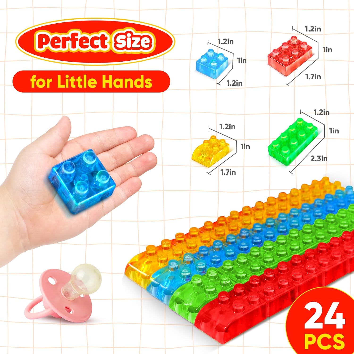 LESONG Sensory Building Toys for Toddlers: 24PCS Squeezable Silicone Stacking Toys – Early Learning Construction Playset for Preschool Manual Skills, Birthday Gifts - Image 3