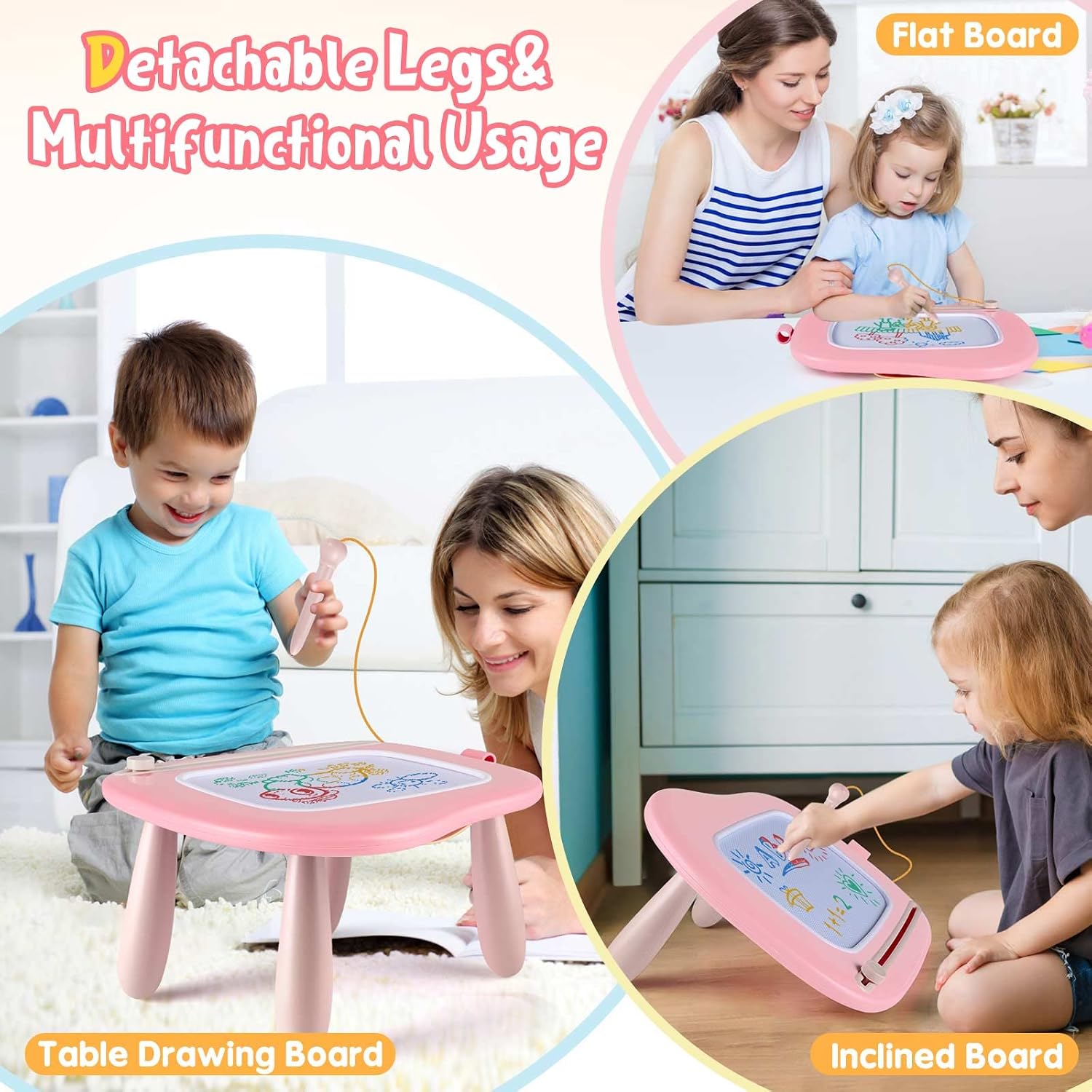 Smasiagon Magnetic Drawing Board for Kids, Toddler Toys for 1-2 Year Old Girl, Portable Doodle Board Pad Learning and Educational Toys for Ages 1 2 3 Year Old Baby Girl Birthday Gift(Pink) - Image 7
