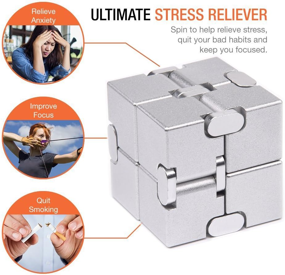 JOEYANK Fidget Cube New Version Fidget Finger Toys - Metal Infinity Cube Prime for Stress and Anxiety Relief/ADHD, Ultra Durable Sensory Gifts for Adults and Teens Kids - Image 2