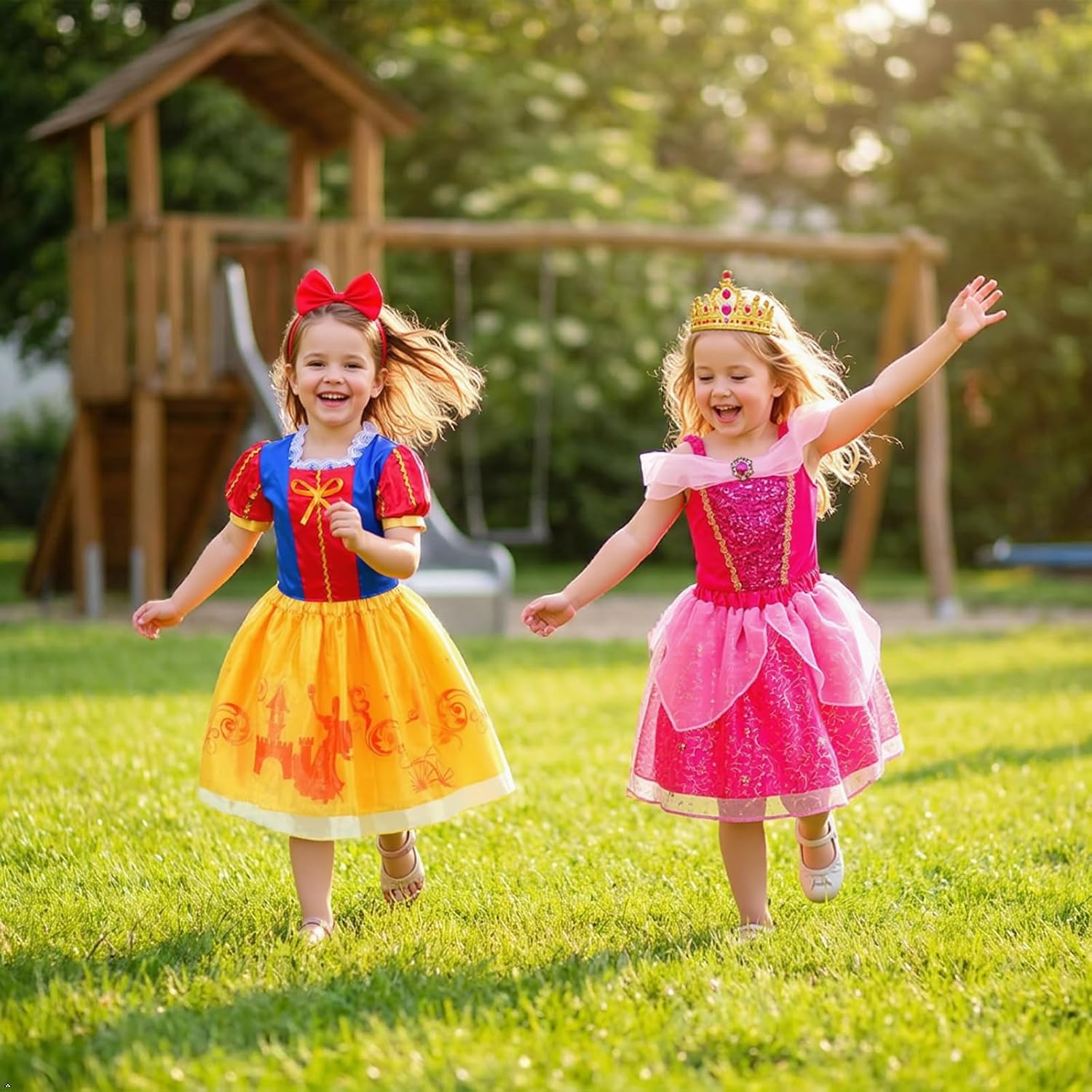 Meland Princess Dress Up for Girls 3-8, 4 Princess Outfits with Jewelry, Princess Role Play Toy Gift for Birthday & Christmas - Image 8