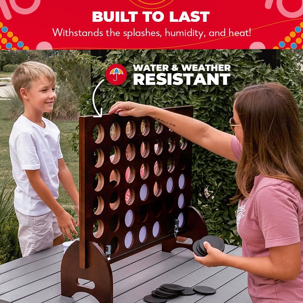 SWOOC Games - Premium Giant Four in a Row (All Weather) w/Carrying Case & 60% Quieter Design - Giant Connect - 4 Game Outdoor for Adults and Family - 4 in a Row Life Size Yard Games for Kids & Adults - Image 4