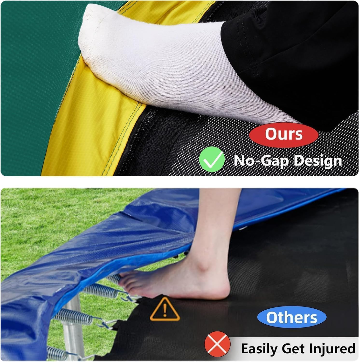 6FT 8FT 10FT 12FT 14FT Springfree Trampolines with LED Lights, Sprinkler, Music Speaker and Socks, ASTM Approved Outdoor Trampoline for Kids and Adults, Backyard Trampoline with Curved Poles - Image 4