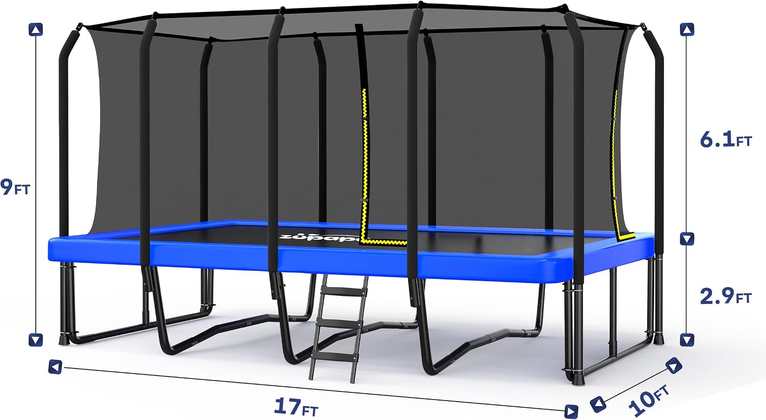 Zupapa 1800LBS Weight Capacity Rectangle Trampoline 10x17FT Outdoor Square Gymnastics Trampolines with 10-Year Quality Assurance for Kids Adults Long Large Big Rectangular Basketball Trampoline - Image 7
