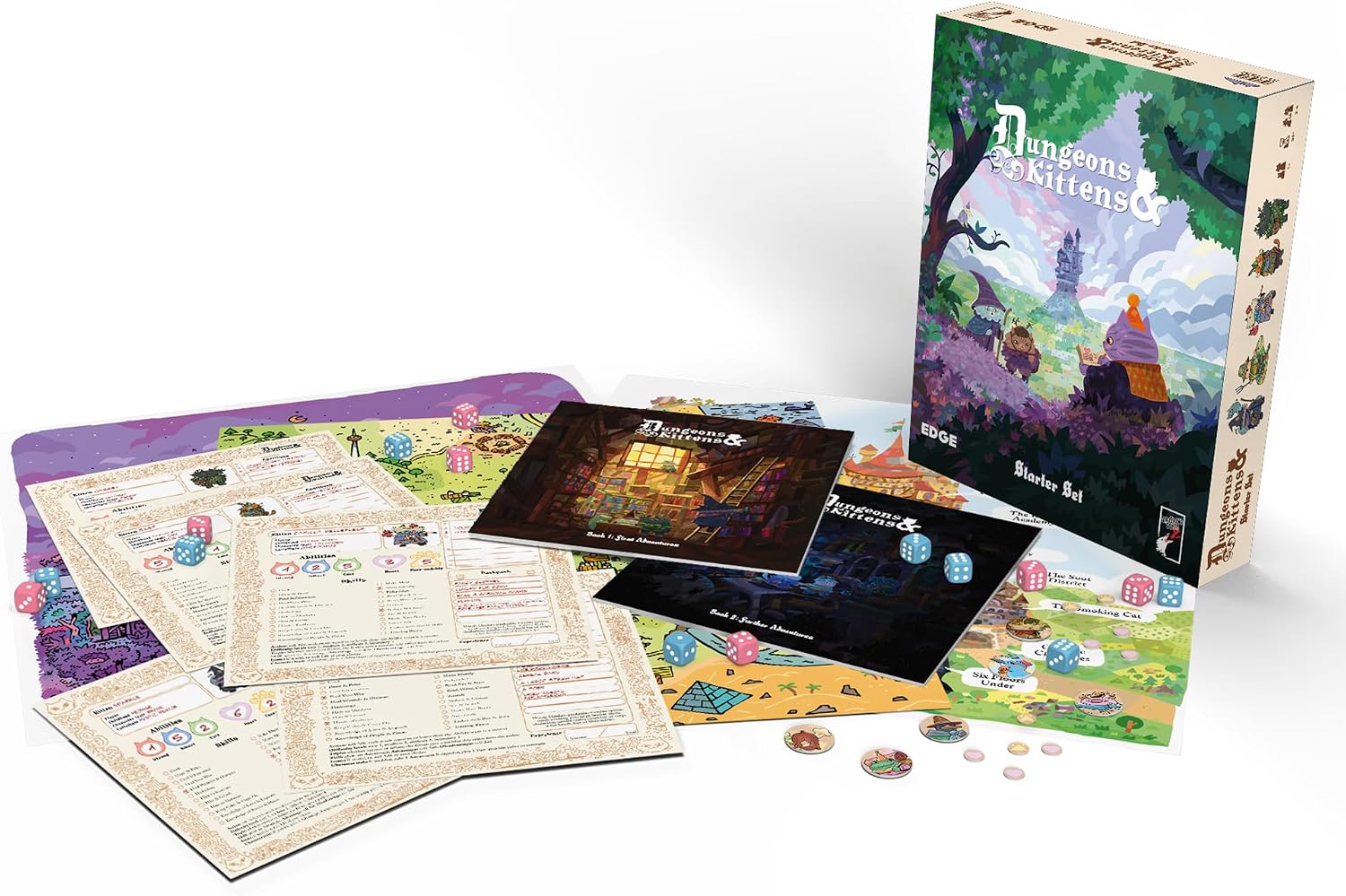 Asmodee Dungeons and Kittens Roleplaying Game Starter Set - Animal Fantasy RPG in a Wholesome Post-Apocalyptic Medieval World, Family Fun for Kids & Adults, Ages 8+, 2-6 Players, 90 Min Playtime - Image 3
