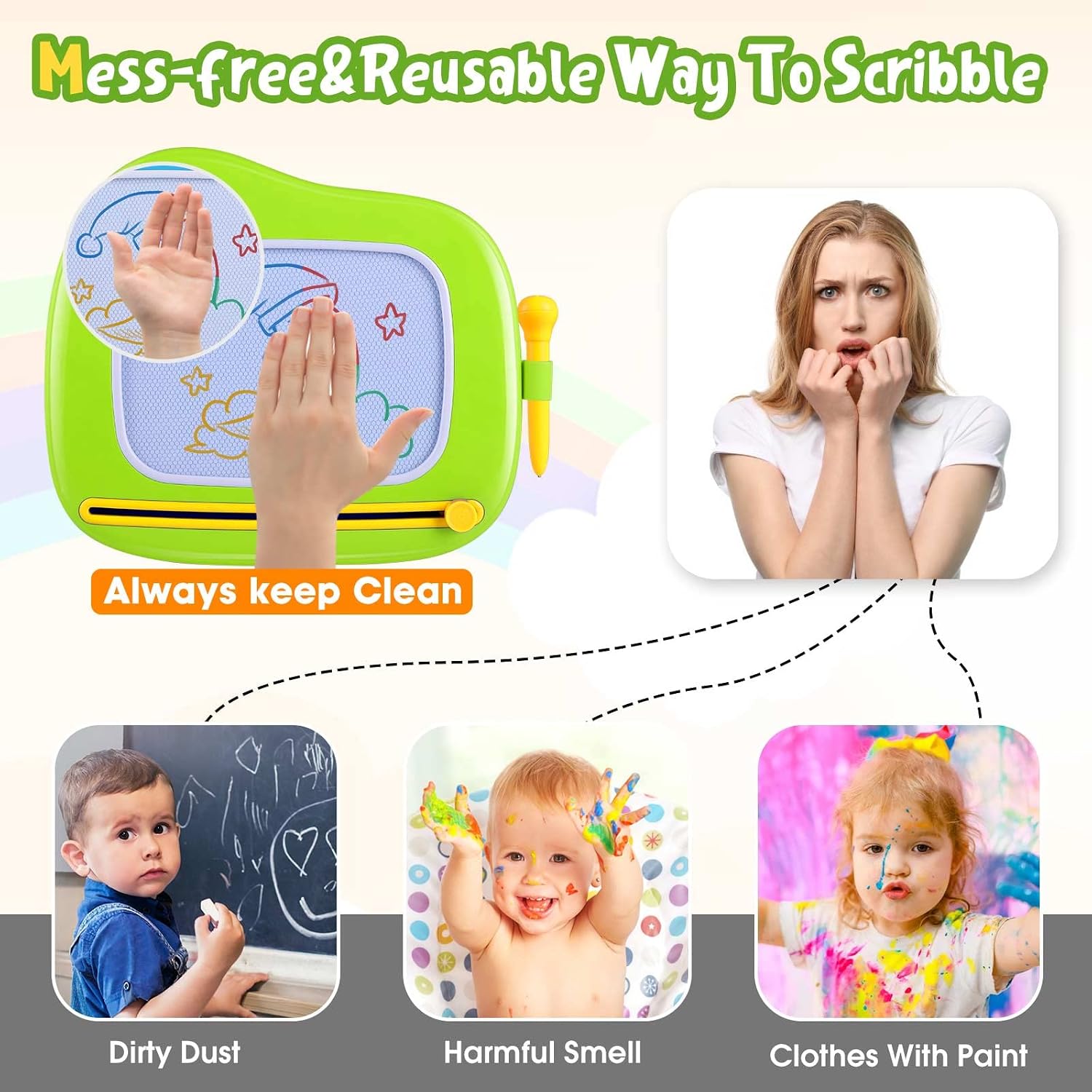 Smasiagon Toddler Toys Age 1-2 Year Old Boys Girls, Magnetic Drawing Doodle Board Pad Educational Learning Toys for 1 2 3 Year Old Boys Girls Gifts Birthday Party (Green) - Image 4