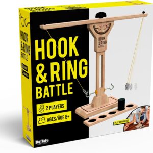 Buffalo Games – Hook & Ring Battle Game – Fast‑Paced Family Party Game | Tabletop Ring Toss for 2 Players Ages 8+ | Head‑to‑Head Dexterity & Skill Game Night Fun