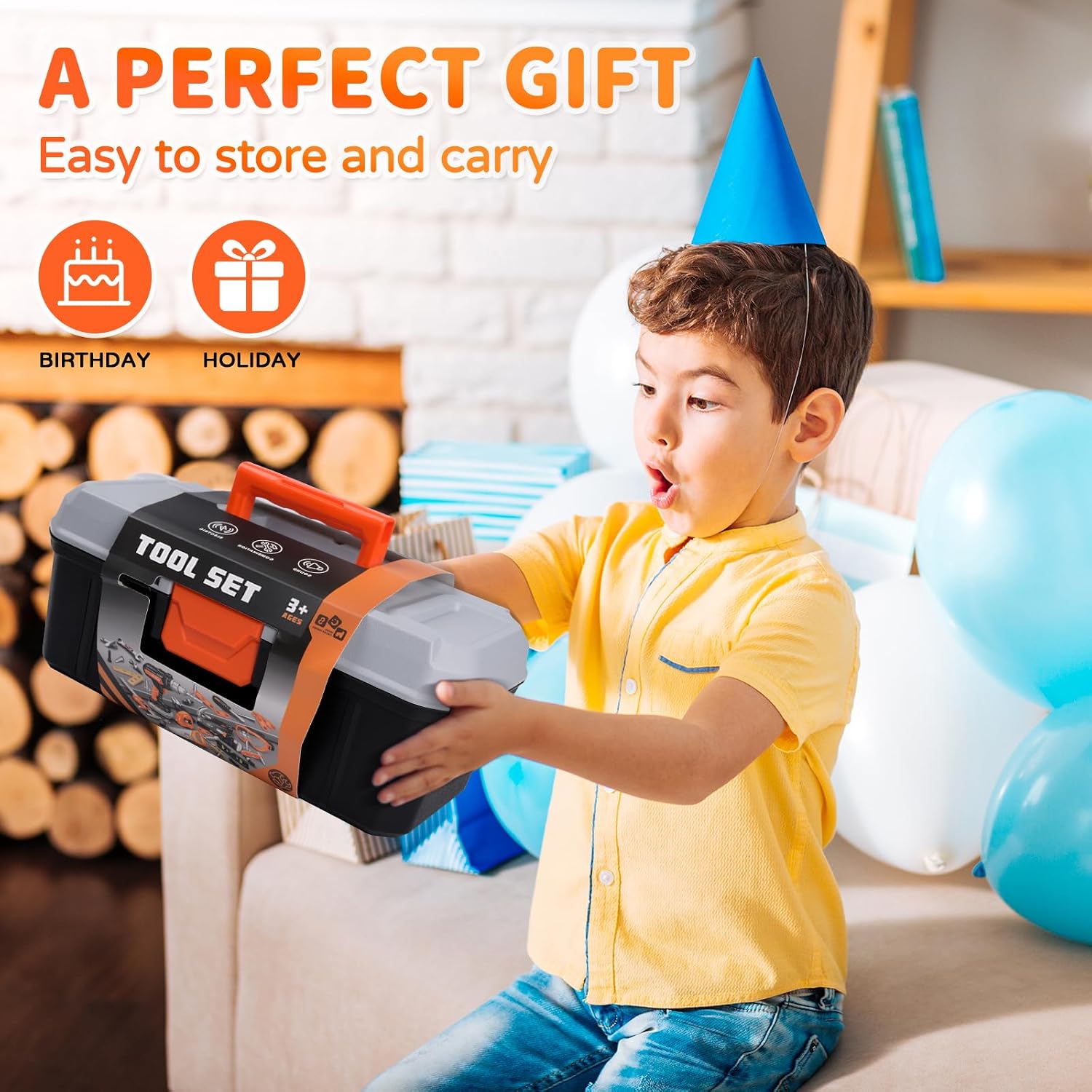 Kids Tool Set with Hard Toolbox, 43 PCS Pretend Play Construction Toys with Battery Powered Toy Drill, Toddler STEM Educational Learning Gifts for Boys & Girls Age 3-8 - Image 6