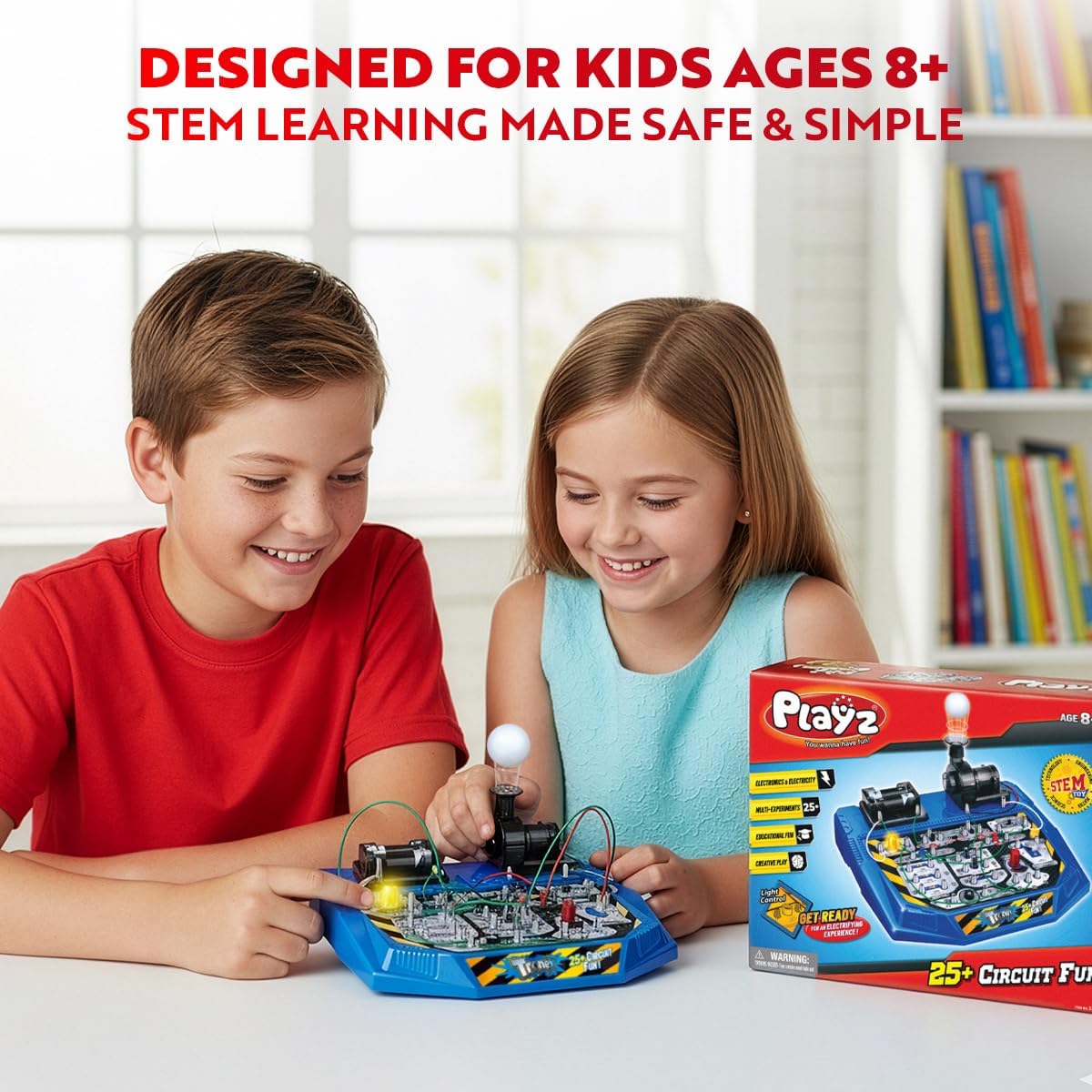 Playz Electrical Circuit Board Engineering Kit for Kids with 25+ STEM Projects Teaching Electricity, Voltage, Currents, Resistance, & Magnetic Science | Gift for Children Age 8, 9, 10, 11, 12, 13+ - Image 6