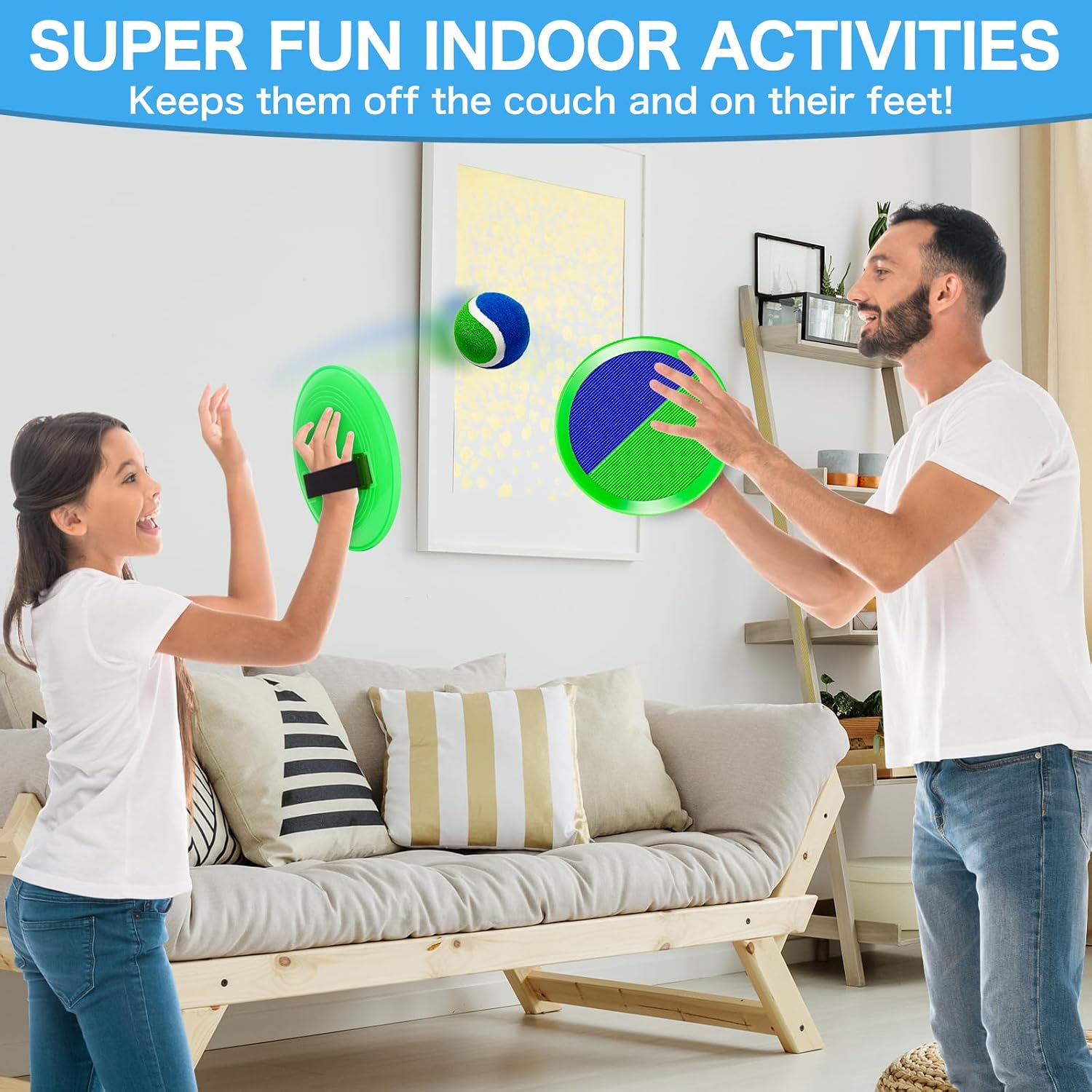 Outdoor Toys for Kids Ages 4-8, Outside Game for 3 4 5 6 7 8 -12 Year Old Boys Girls, Catch Ball Toss Game for Beach, Pool, Yard- Toddlers Birthday Gifts Easter Basket Stuffers(4Pcs Green Paddles) - Image 7