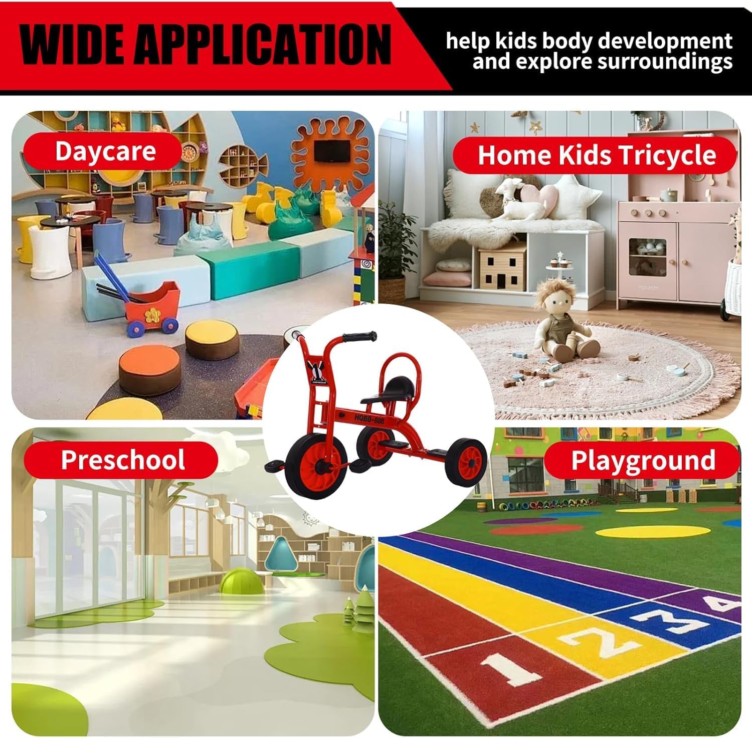 Kids Tricycle for Preschool Playground, Daycare Toddler Trike, Toddler Bikes for Riders Ages 2+, Outdoor Playground Equipment Tricycles - Image 7