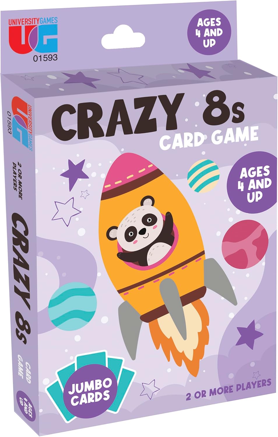 University Games Crazy 8s Card Game - Jumbo Size, Colorful Animal Cards for Kids Ages 4 and Up, Fun Family and Educational Game - Image 2