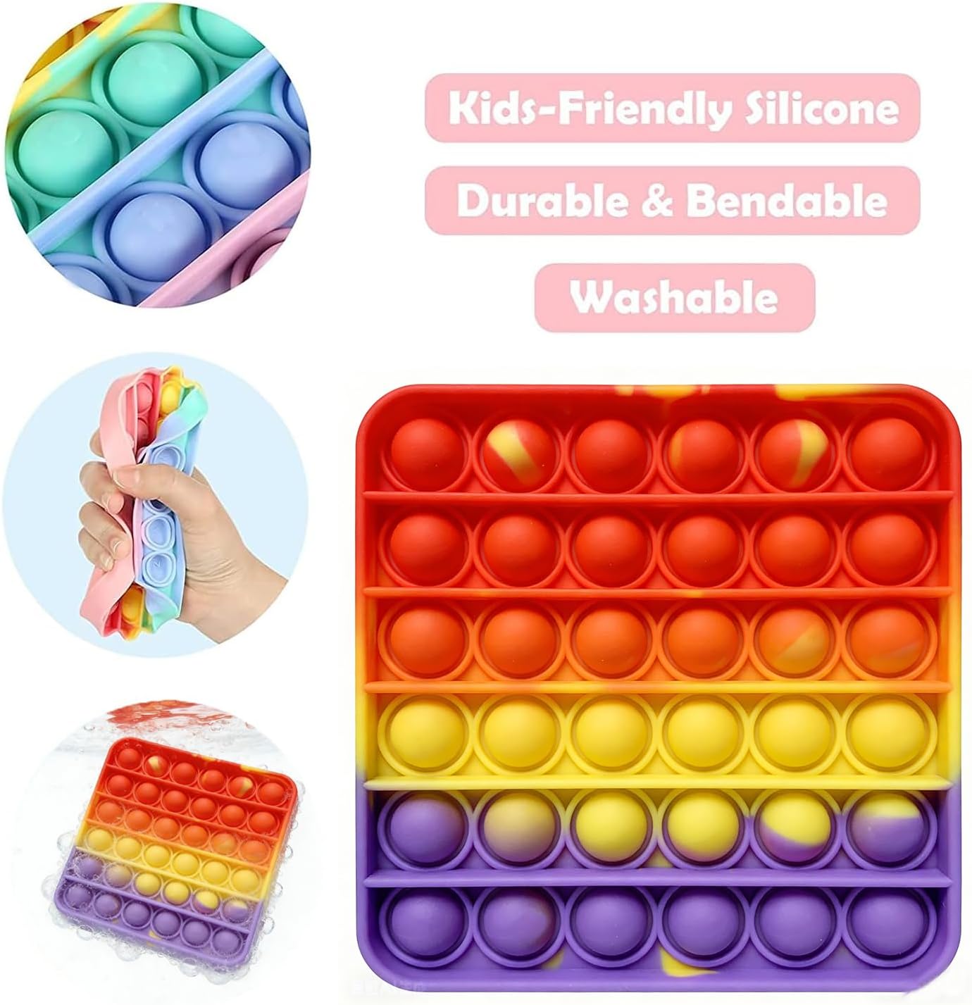 12PCS Rainbow Colors Pop Bubble Fidget Sensory Toys, Pop Fidget Toys,Pop Toy Bulk for Party Favor, Classroom Student Prizes Easter Basket Goodie Bag Stuffers Christmas Valentine Gift - Image 6