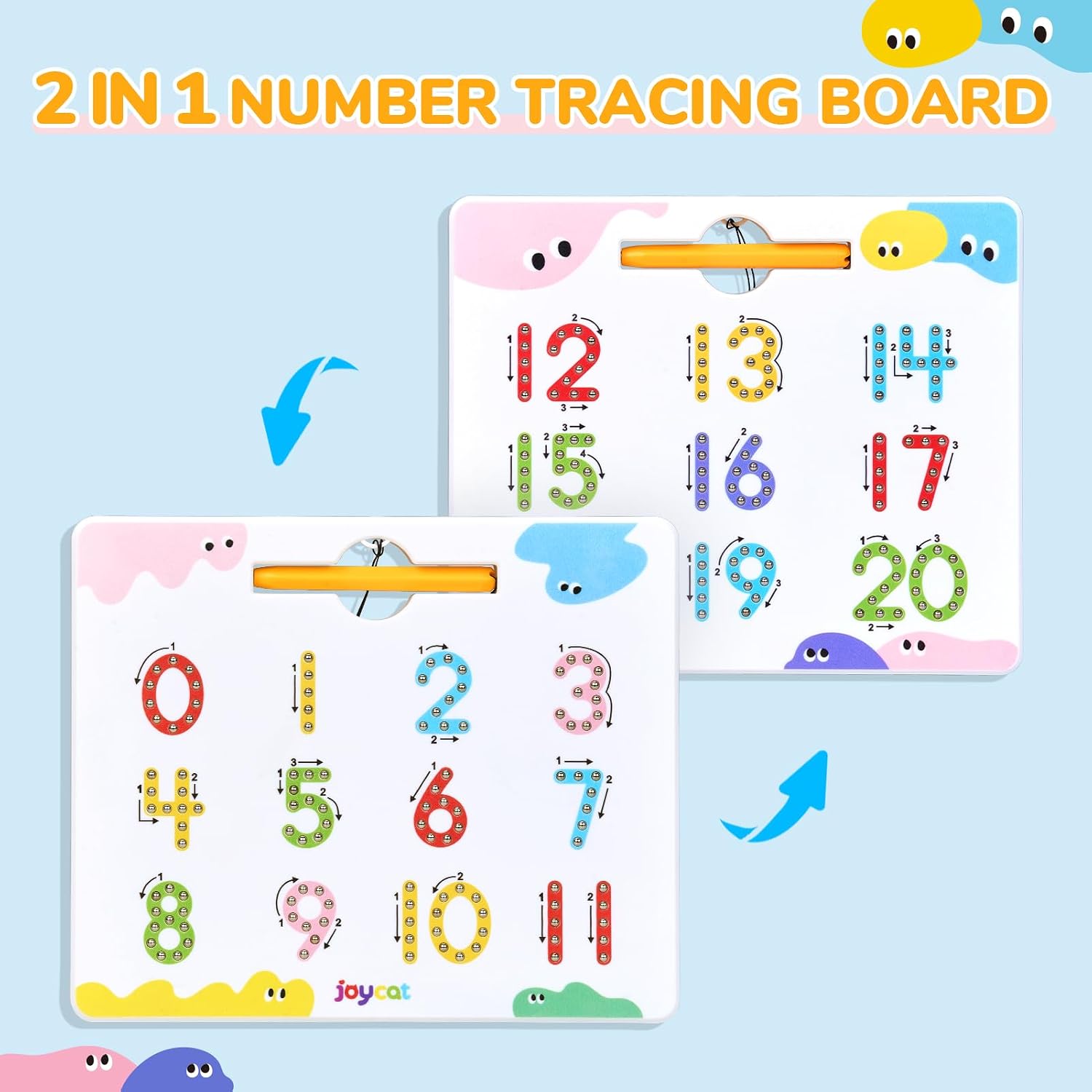 JoyCat Double-Sided Magnetic Number Tracing Board - 2-in-1 Numbers 1-20 Writing Toys for Toddlers & Kids, Preschool Math Manipulatives, Kindergarten Educational Learning Gifts for 3-5 Year Olds - Image 2