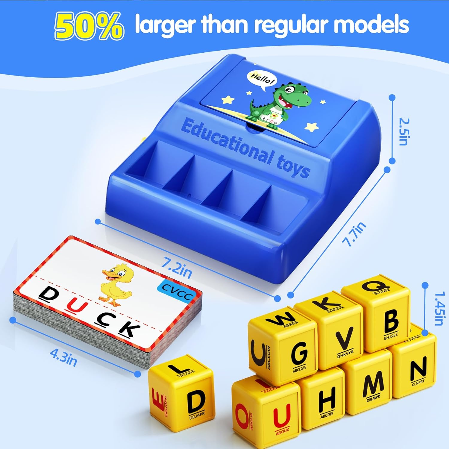 Montessori Matching Letter Game for Kids Ages 3-8 | Educational Learning Spelling Toys with Storage Function | Christmas Birthday Gifts for 3 4 5 6 Year Old Boys & Girls | Larger Blue (50% Bigger) - Image 7