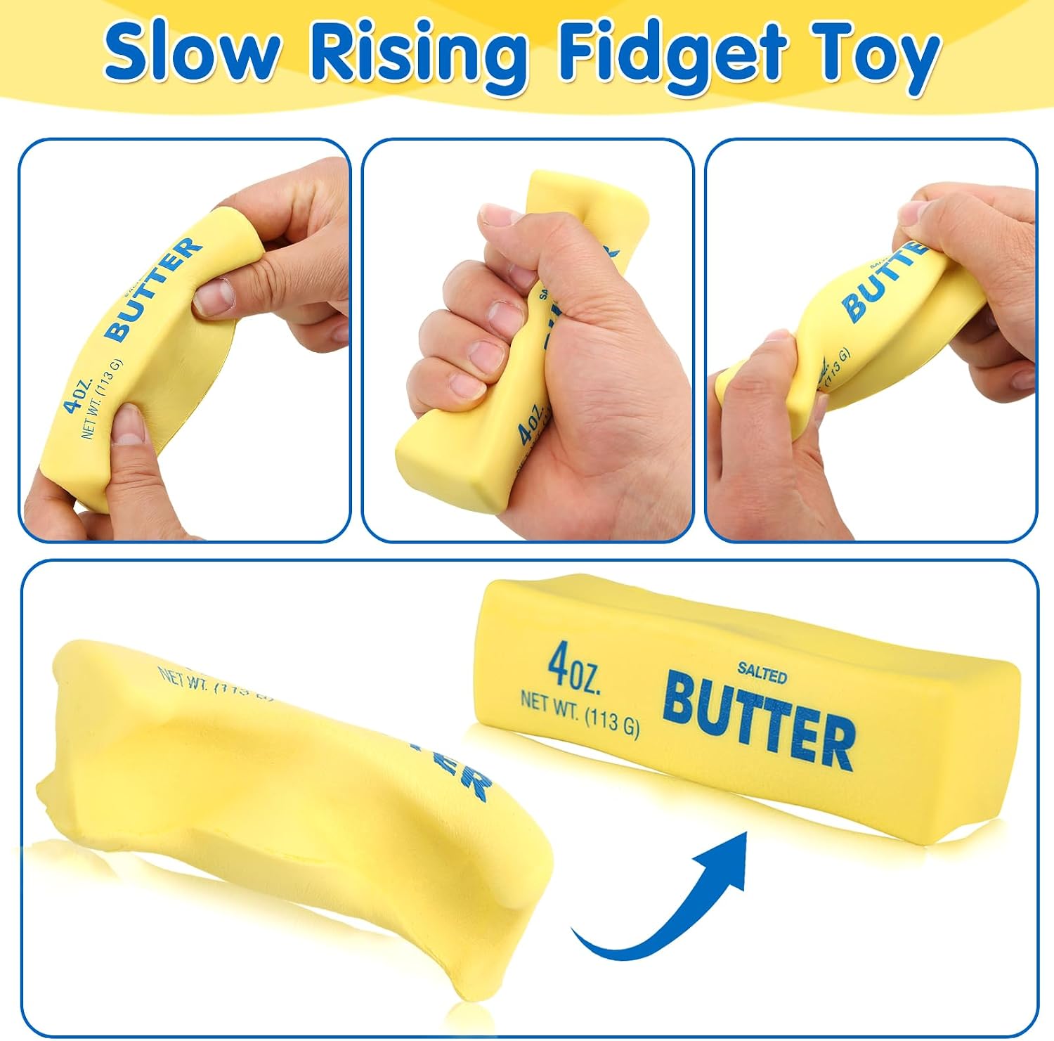 Butter Squishy- Slow Rising Fidget Toys, Novelty Stress Relief Butter Squeeze Toy for Adults & Kids, Party Favors Gift Sensory Toy (1 PC) - Image 3