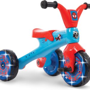 Huffy Marvel Spidey and His Amazing Friends Light Up Kids’ Trike, Ideal for Ages 3+ Years Old, LED Light Feature, Under Seat Storage, Fun and Playful Design, Spider-Man