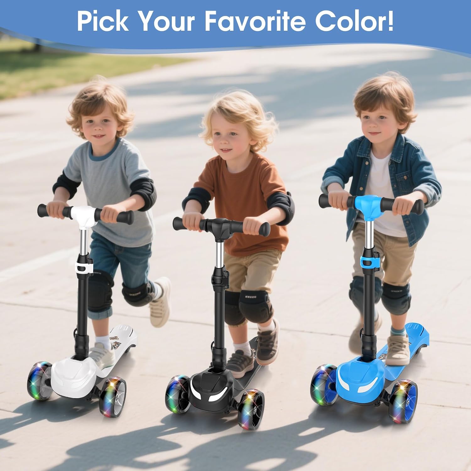 Electric Scooter for Kids Ages 3-8, 3 Wheels Electric Scooter, Electric Kick Scooter with 2 Speeds, Long Battery Life, Flashing LED Wheels, Adjustable Height, B2 with Bluetooth Music for Boys/Girls - Image 6