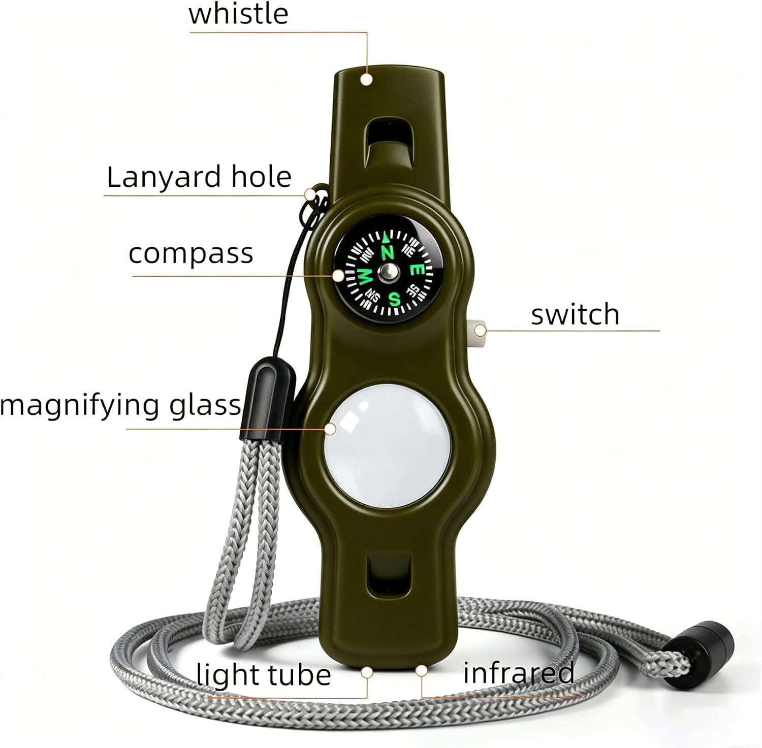 Emergency Survival Safety Whistle,Whistle for Kids with Lanyard,Compass,Thermometer,Ideal for Kayaking, Boating, Hiking, Camping, Climbing - Image 8