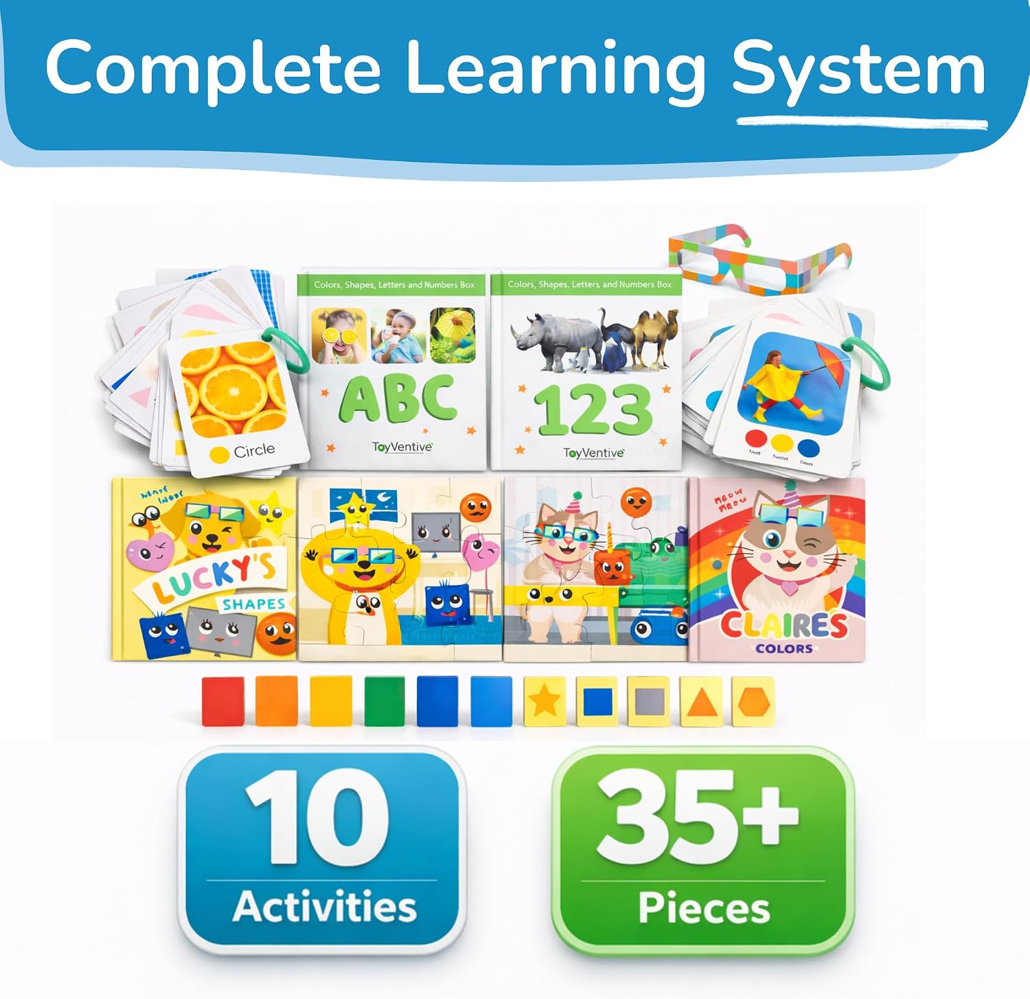 TOYVENTIVE Books, Toddler Flash Cards, and Puzzles – Educational Toys and Birthday Gifts for 1, 2, 3 Year Old Girl, Preschool Learning Activities and Games, Colors, Shapes, Letters, Numbers - Image 8