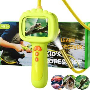 Borescope Camera with Light for Kids, Ashfly STEM Science Educational Toy for 3 4 5 6 7 8 Years Old Boys & Girls, 2.4″ Screen Snake Scope Camera for Birthday Outdoor Camping Nature Exploration-Green