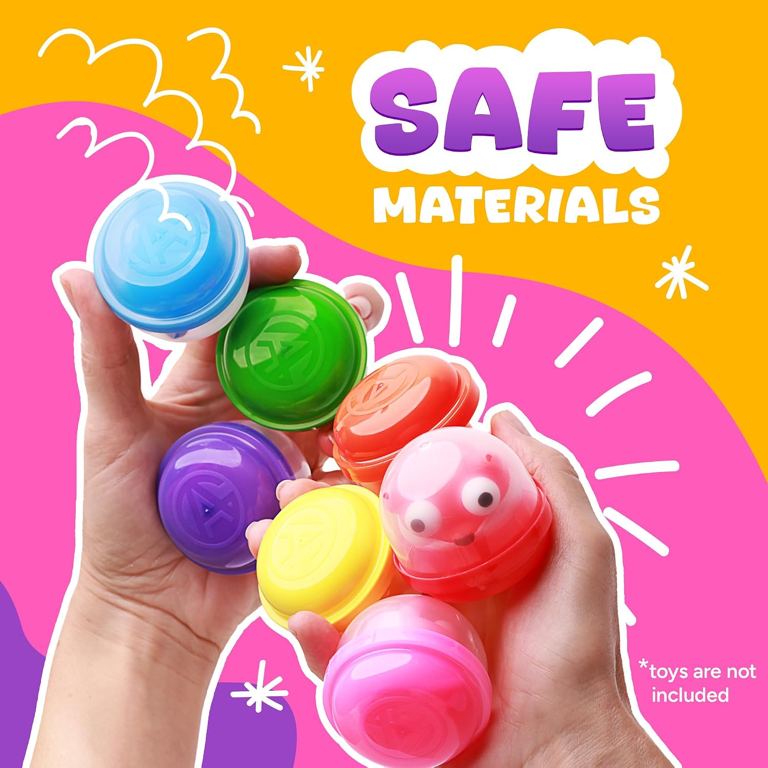 Entervending Vending Machine Capsules - 2 Inch Frosty-Clear Acorn Capsules - 50 Pcs Empty Toy Capsules - 7 Colors Plastic Capsules for Toys - 51 mm Prize Machine Capsules - Claw Machine Containers - Image 4