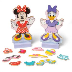 Melissa & Doug Disney Minnie Mouse and Daisy Duck Deluxe Wooden Magnetic Dress-Up; 2 Fashion Dolls with Stands for Pretend Play, 52 Pieces – FSC Certified